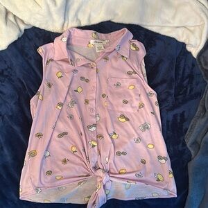 Casual lavender lemon collared tank top